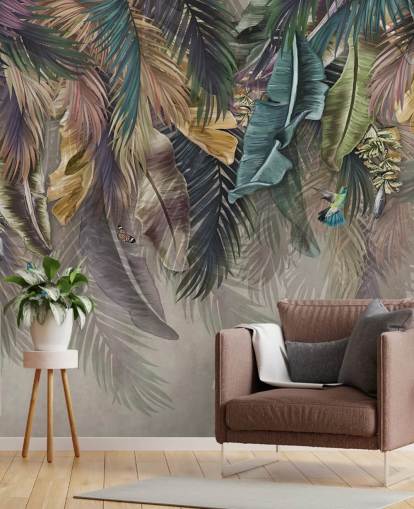 papier peint de palmier appelé Hanging Tropical Palm Trees at Wallsauce
