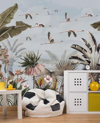 papel pintado de flamencos azules llamado Jungle Flamingo Flamboyance Blue at Wallsauce para dormitorios papel pintado de flamencos azules llamado Jungle Flamingo Flamboyance Blue at Wallsauce para dormitorios