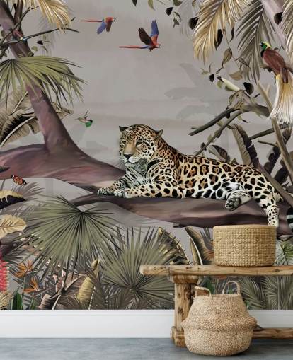 jungel tapetmaleri kalt Relaxing Jungle Jaguar på Wallsauce for soverom, ganger og spiserom