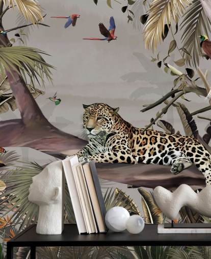 jungle wallpaper mural called Relaxing Jungle Jaguar at Wallsauce for bedrooms, hallways and dining rooms jungle wallpaper mural called Relaxing Jungle Jaguar at Wallsauce for bedrooms, hallways and dining rooms