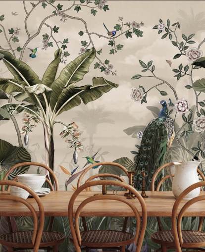 tropical forest peacock wallpaper mural called Tropical Forest Peacock at Wallsauce for bedrooms and living rooms tropical forest peacock wallpaper mural called Tropical Forest Peacock at Wallsauce for bedrooms and living rooms