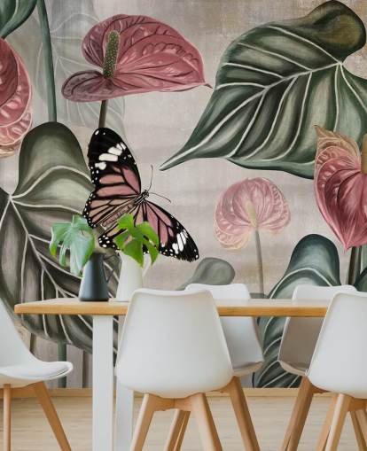 carta da parati murale con farfalle della giungla chiamata Tropical Jungle Close Up at Wallsauce per camere da letto e salotti carta da parati murale con farfalle della giungla chiamata Tropical Jungle Close Up at Wallsauce per camere da letto e salotti