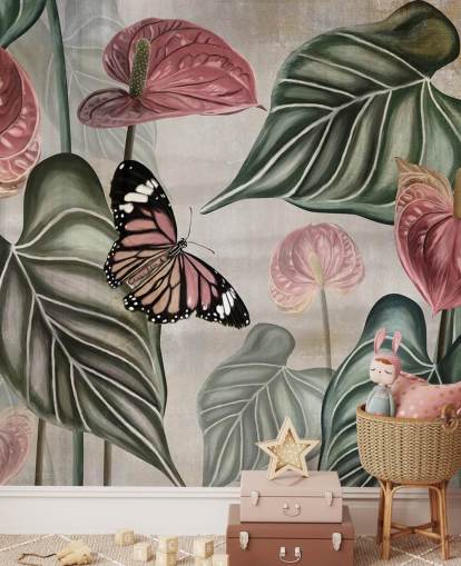 jungle vlinder behangmuurschildering genaamd Tropical Jungle Close Up at Wallsauce voor slaapkamers en woonkamers jungle vlinder behangmuurschildering genaamd Tropical Jungle Close Up at Wallsauce voor slaapkamers en woonkamers