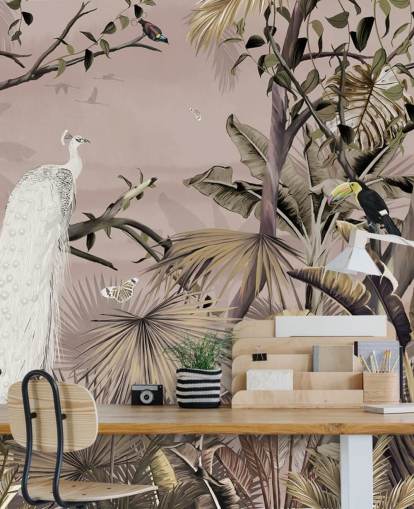 papier peint mural en forme de paon blanc appelé Tropical White Peacock chez Wallsauce pour les chambres, les salles de bain et les bureaux à domicile papier peint mural en forme de paon blanc appelé Tropical White Peacock chez Wallsauce pour les chambres, les salles de bain et les bureaux à domicile
