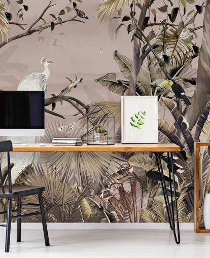 mural de papel pintado de pavo real blanco llamado Tropical White Peacock at Wallsauce para dormitorios, baños y oficinas en casa mural de papel pintado de pavo real blanco llamado Tropical White Peacock at Wallsauce para dormitorios, baños y oficinas en casa