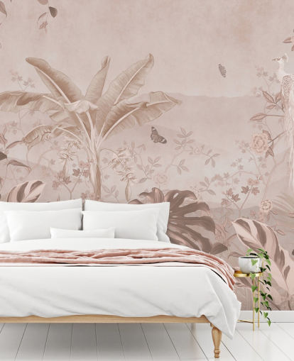 vit påfågel tapet väggmålning kallad Vintage Tropical White Peacock för sovrum, vardagsrum och badrum vit påfågel tapet väggmålning kallad Vintage Tropical White Peacock för sovrum, vardagsrum och badrum