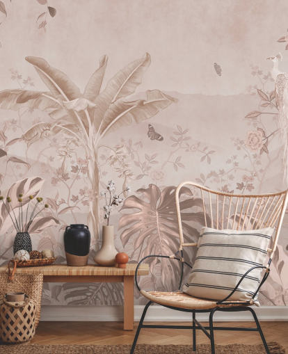 mural de papel de parede de pavão branco chamado Vintage Tropical White Peacock para quartos, salas de estar e banheiros mural de papel de parede de pavão branco chamado Vintage Tropical White Peacock para quartos, salas de estar e banheiros