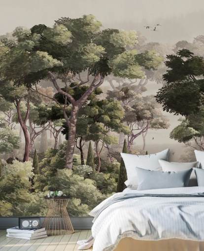 mural vintage de papel pintado de bosque llamado Vintage Forest Landscape at Wallsauce para dormitorios, salas de estar y pasillos mural vintage de papel pintado de bosque llamado Vintage Forest Landscape at Wallsauce para dormitorios, salas de estar y pasillos