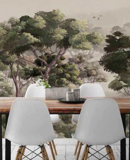 vintage skogtapet veggmaleri kalt Vintage Forest Landscape på Wallsauce for soverom, stuer og ganger vintage skogtapet veggmaleri kalt Vintage Forest Landscape på Wallsauce for soverom, stuer og ganger