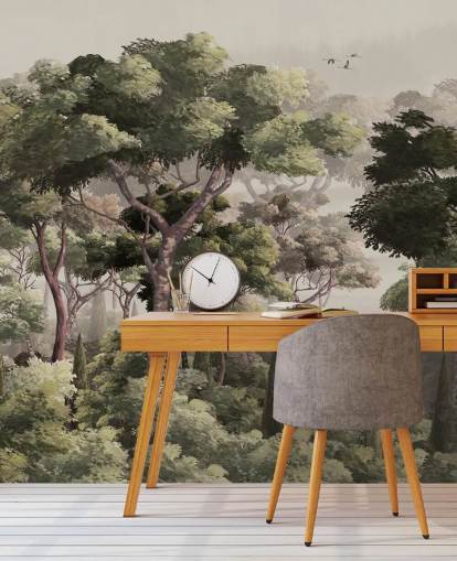 mural vintage de papel pintado de bosque llamado Vintage Forest Landscape at Wallsauce para dormitorios, salas de estar y pasillos mural vintage de papel pintado de bosque llamado Vintage Forest Landscape at Wallsauce para dormitorios, salas de estar y pasillos