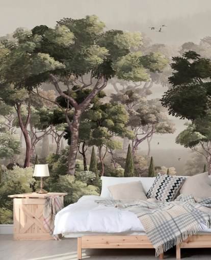 vintage forest wallpaper mural called Vintage Forest Landscape at Wallsauce for bedrooms, living rooms and hallways vintage forest wallpaper mural called Vintage Forest Landscape at Wallsauce for bedrooms, living rooms and hallways