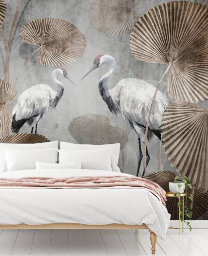 vintage jungle wallpaper mural called Vintage Jungle Cranes at Wallsauce for bedrooms, living rooms and hallways vintage jungle wallpaper mural called Vintage Jungle Cranes at Wallsauce for bedrooms, living rooms and hallways