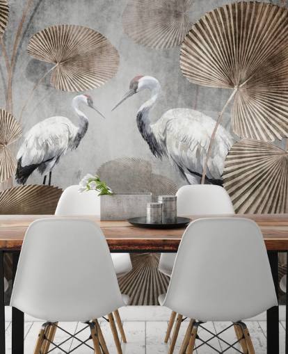 vintage viidakon taustakuvamaalaus nimeltä Vintage Jungle Cranes Wallsaucessa makuuhuoneisiin, olohuoneisiin ja käytäviin vintage viidakon taustakuvamaalaus nimeltä Vintage Jungle Cranes Wallsaucessa makuuhuoneisiin, olohuoneisiin ja käytäviin