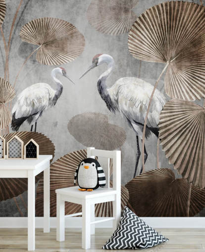 vintage jungle wallpaper mural called Vintage Jungle Cranes at Wallsauce for bedrooms, living rooms and hallways vintage jungle wallpaper mural called Vintage Jungle Cranes at Wallsauce for bedrooms, living rooms and hallways