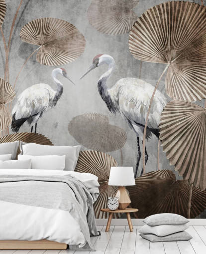 mural vintage de papel pintado de la jungla llamado Vintage Jungle Cranes at Wallsauce para dormitorios, salas de estar y pasillos mural vintage de papel pintado de la jungla llamado Vintage Jungle Cranes at Wallsauce para dormitorios, salas de estar y pasillos