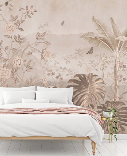 sepia vintage tapetväggmålning som heter Vintage Sepia Palm Trees på Wallsauce sepia vintage tapetväggmålning som heter Vintage Sepia Palm Trees på Wallsauce