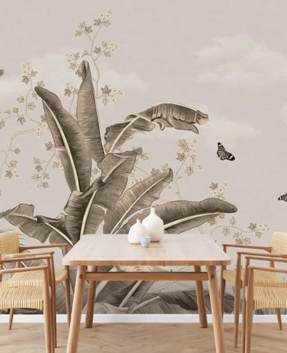 vintage tropical wallpaper mural called Vintage Tropical Forest and Butterflies at Wallsauce vintage tropical wallpaper mural called Vintage Tropical Forest and Butterflies at Wallsauce