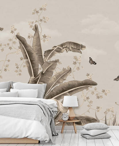 vintage tropical wallpaper mural called Vintage Tropical Forest and Butterflies at Wallsauce vintage tropical wallpaper mural called Vintage Tropical Forest and Butterflies at Wallsauce