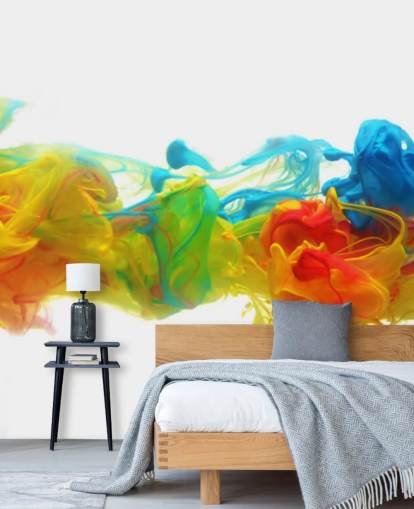 mural de papel de parede abstrato colorido personalizável chamado Colorful Ink in Water
