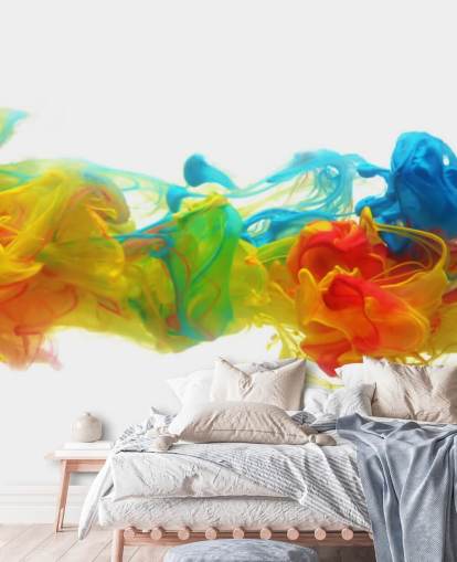 farverigt tilpassbart abstrakt tapetmaleri kaldet Colourful Ink in Water