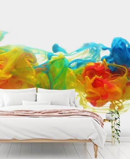 colorido mural de papel pintado abstracto personalizable llamado Colourful Ink in Water