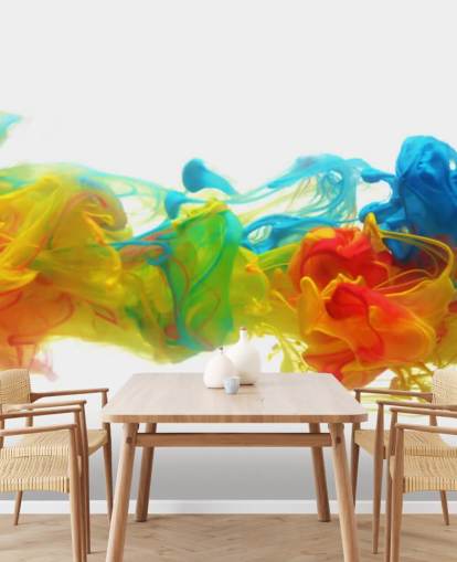 papier peint mural abstrait coloré personnalisable appelé Colourful Ink in Water