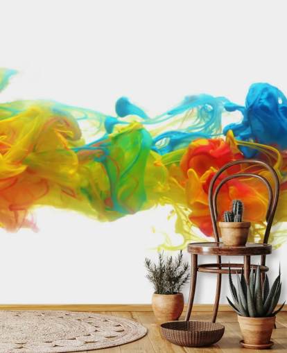 colourful customisable abstract wallpaper mural called Colourful Ink in Water