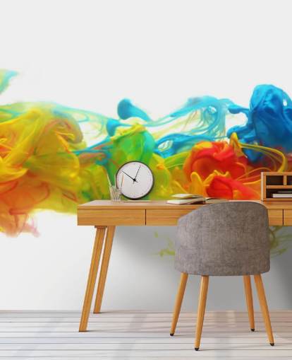 colourful customisable abstract wallpaper mural called Colourful Ink in Water