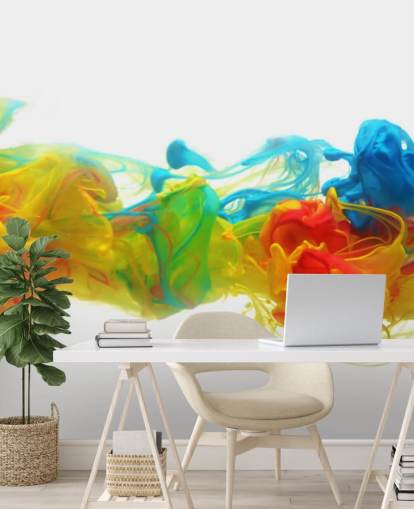 colorido mural de papel pintado abstracto personalizable llamado Colourful Ink in Water