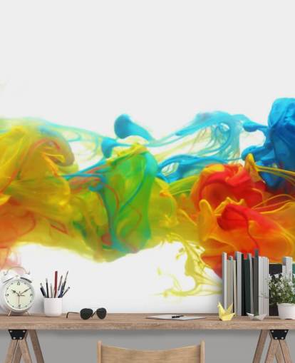 papier peint mural abstrait coloré personnalisable appelé Colourful Ink in Water