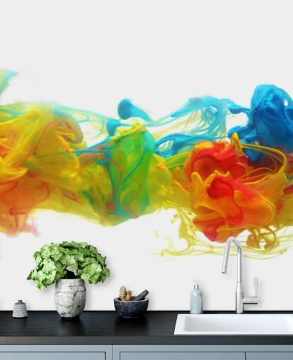 colorful customizable abstract wallpaper mural called Colorful Ink in Water