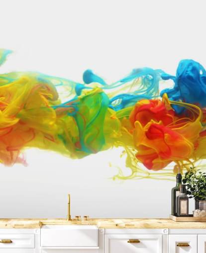 colorido mural de papel pintado abstracto personalizable llamado Colourful Ink in Water