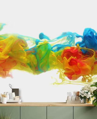 colourful customisable abstract wallpaper mural called Colourful Ink in Water