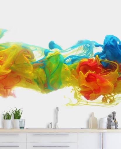 colourful customisable abstract wallpaper mural called Colourful Ink in Water