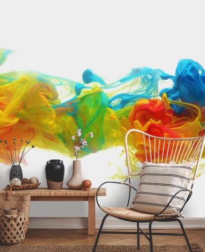 Buntes personalisierbares abstraktes Tapeten-Wandbild namens Colourful Ink in Water