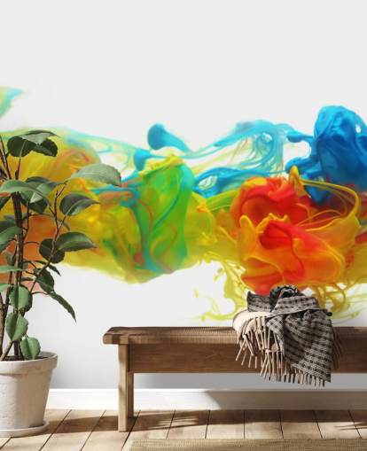 colourful customisable abstract wallpaper mural called Colourful Ink in Water