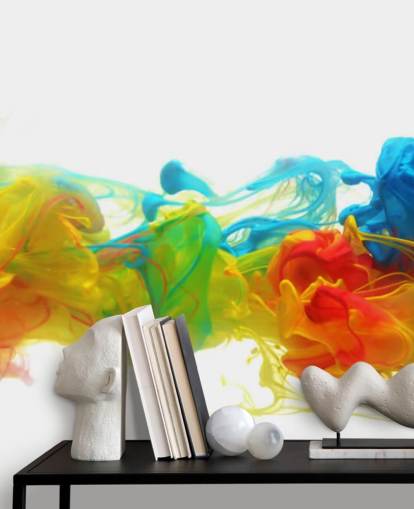 colorful customizable abstract wallpaper mural called Colorful Ink in Water
