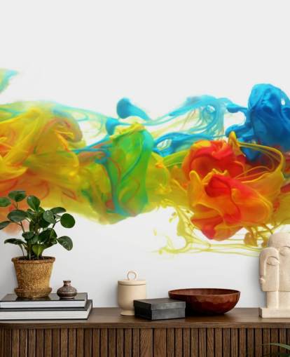 colourful customisable abstract wallpaper mural called Colourful Ink in Water