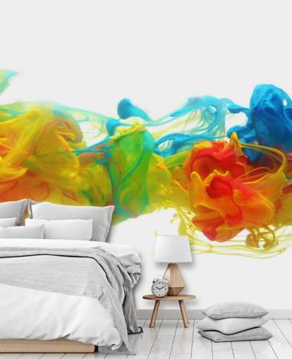 colorful customizable abstract wallpaper mural called Colorful Ink in Water