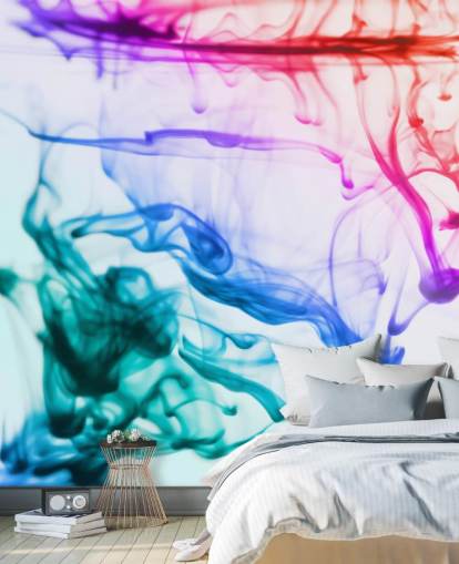 red, purple, green and blue liquid wallpaper mural called Green Blue Purple Fluid