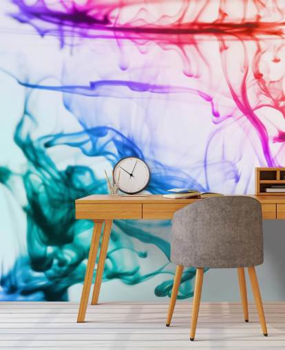 papier peint mural liquide rouge, violet, vert et bleu appelé Green Blue Purple Fluid