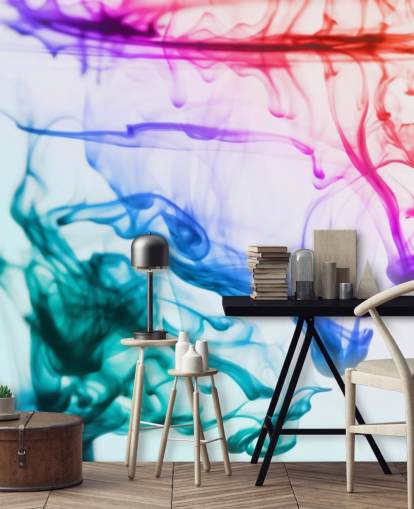 rød, lilla, grøn og blå flydende tapet vægmaleri kaldet Green Blue Purple Fluid rød, lilla, grøn og blå flydende tapet vægmaleri kaldet Green Blue Purple Fluid