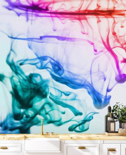 red, purple, green and blue liquid wallpaper mural called Green Blue Purple Fluid