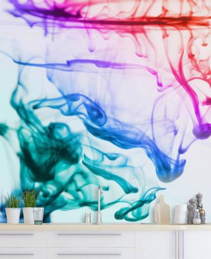 red, purple, green and blue liquid wallpaper mural called Green Blue Purple Fluid