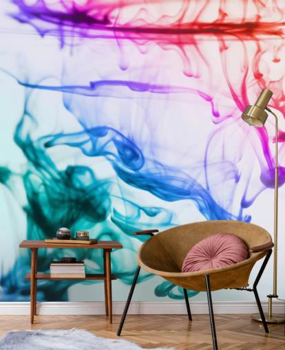 papier peint mural liquide rouge, violet, vert et bleu appelé Green Blue Purple Fluid