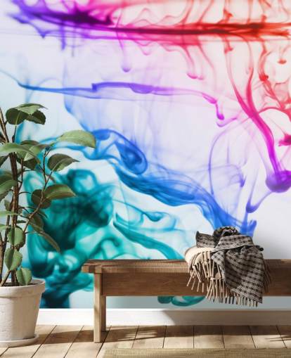 rød, lilla, grøn og blå flydende tapet vægmaleri kaldet Green Blue Purple Fluid rød, lilla, grøn og blå flydende tapet vægmaleri kaldet Green Blue Purple Fluid