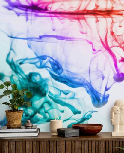 red, purple, green and blue liquid wallpaper mural called Green Blue Purple Fluid