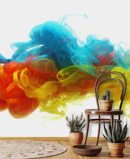 mural de papel de parede líquido colorido chamado Clouds of Colour para quartos e salas de estar