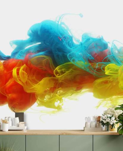 mural de papel de parede líquido colorido chamado Clouds of Colour para quartos e salas de estar