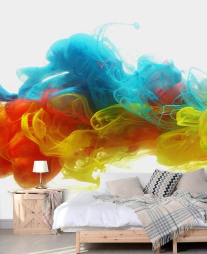 värikäs nestemäinen taustakuvamaalaus nimeltä Clouds of Color makuuhuoneisiin ja olohuoneisiin